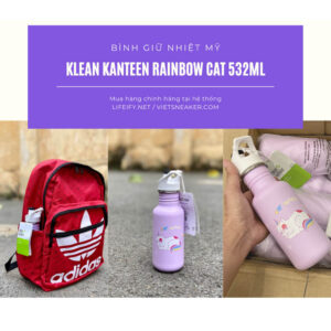 Bình Nước Cho Bé Klean Kanteen Rainbow Cat 532ml (18oz) - Tím