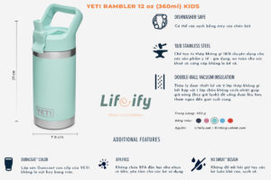 [Chính Hãng] Bình Giữ Nhiệt YETI Rambler 12oz (360ml) For Kids - Harbor Pink