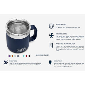 Ly Giữ Nhiệt Cao Cấp YETI Rambler 14oz (420ml) Mug - Graphite (Limited)